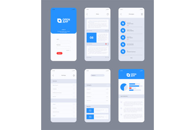 Smartphone ui. Design web frames layout template mobile application ui