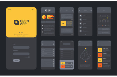 Mobile application layout. Smartphone web ui kit templates dividers fr