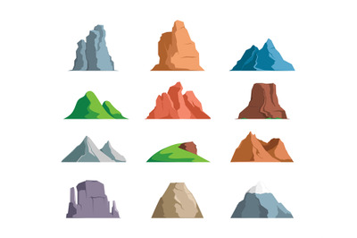 Mountains. Outdoor symbols for tourists travellers exploring rocky mou