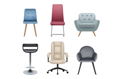 Luxury chairs. Modern realistic office furniture wooden and steel cozy