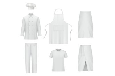 Professional clothes. Chef uniform pants and jacket realistic suit of