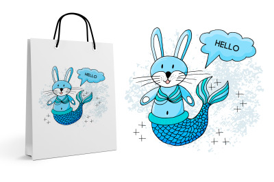 Bunny Mermaid. Cartoon character