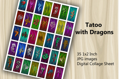 Digital Collage Sheet - Dragon Tatoo