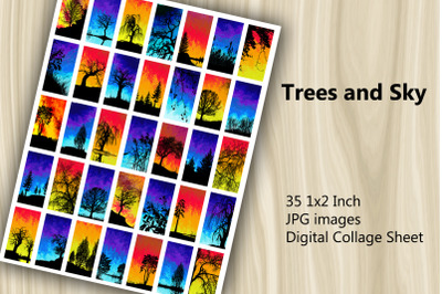 Digital Collage Sheet - Trees and Sky