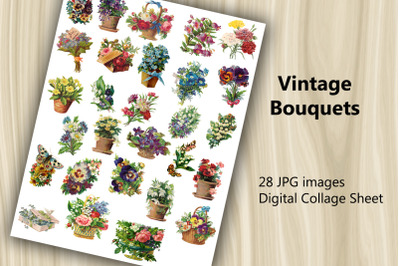 Digital Collage Sheet - Vintage Bouquets