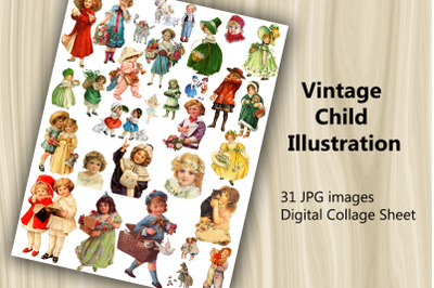 Digital Collage Sheet - Vintage Child