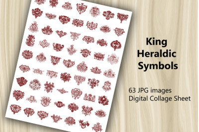 Digital Collage Sheet - King Heraldic Symbols