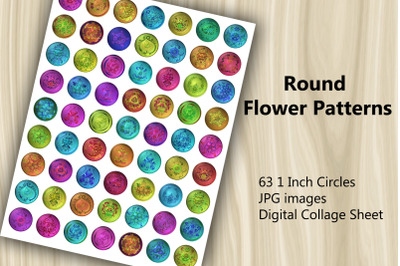 Digital Collage Sheet - Round Flower