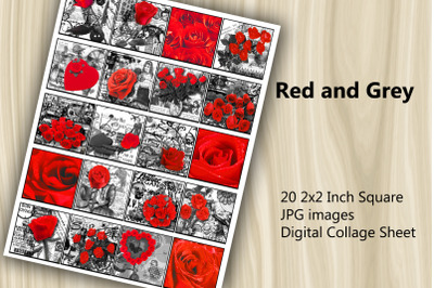 Digital Collage Sheet - Red Roses