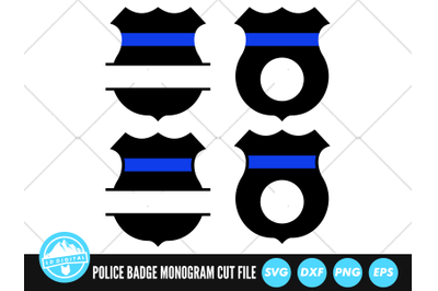 Police Badge Frame Blue Line SVG | Thin Blue Line Cut File