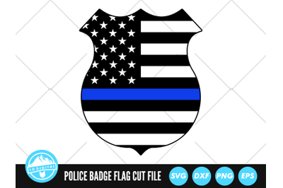 Police Badge Blue Line Flag SVG | Police Shield Thin Blue Line SVG