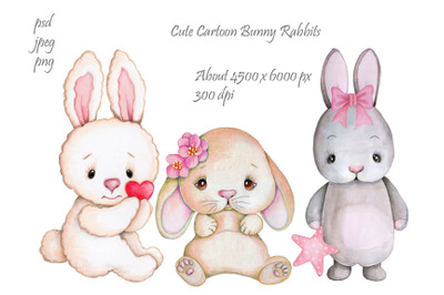 Cute Cartoon Bunny the Rabbits.