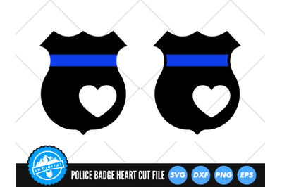 Police Badge Love Heart SVG | Thin Blue Line Cut File | Police Mom SVG