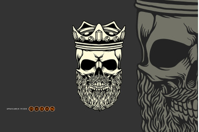 King Skull Barber Mascot Illustrations