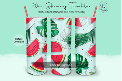 Watermelon Fruit 20oz Tumbler Sublimation Wraps and Palm