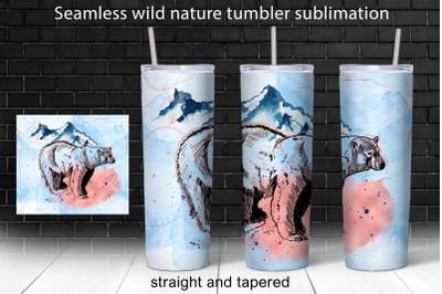 Seamless nature 20 oz skinny tumbler sublimation design png