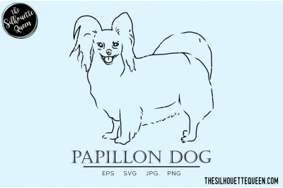 Papillon Dog Hand sketched, hand drawn vector clipart