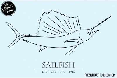 Sailfish Hand sketched, hand drawn vector clipart