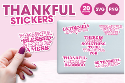 Thankful SVG Sticker Bundle | Printable laptop stickers