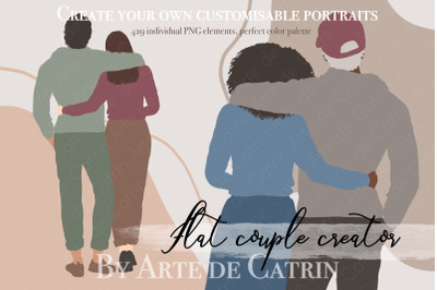 Flat Couple Creator, Valentine Day, Abstract People, Couple in Hoodie