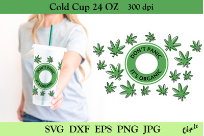 Cannabis Cold Cup Wrap. 24 OZ Cold Cup Full Wrap SVG