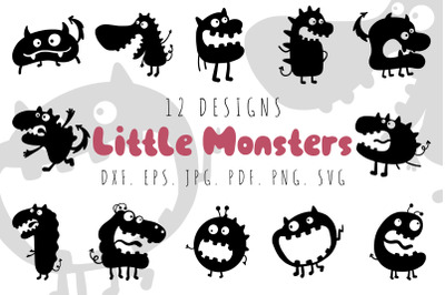 Little Monster SVG Silhouette Cute Monster SVG Bundle