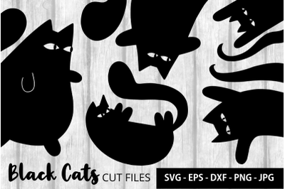 Funny Black Cat Silhouette Cut Files
