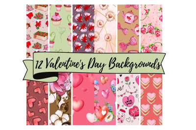 12 Valentine&#039;s Day Background Sheets of 12 x 12&quot;