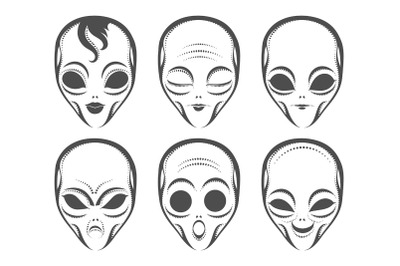 Alien Face Different Expression Set