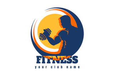 Fitness Club logo with Man and Dumbbell