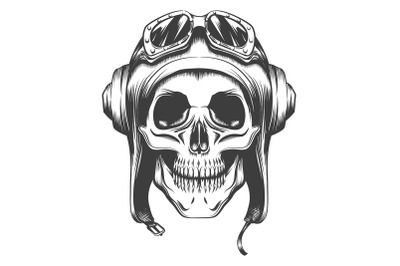 Skull in Retro Aviator Helmet Tattoo