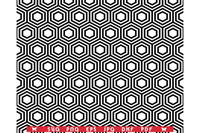 SVG Hexagons, Black Seamless pattern, Digital clipart