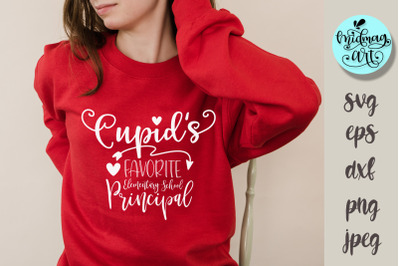 Cupid&#039;s favorite Elementary school Principal svg, Love svg