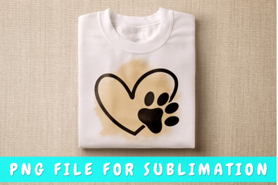 Heart with dog paw PNG for sublimation