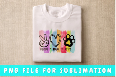 Peace love cats PNG for sublimation