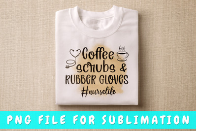 Coffee scrubs and rubber gloves PNG for sublimation