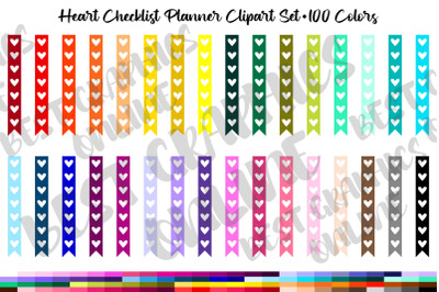 100 Heart Checklist planner clipart&2C; Flag check list images