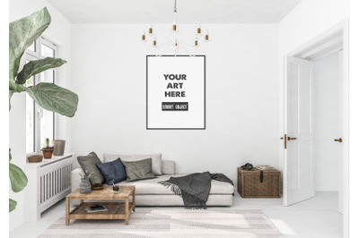 Interior scene artwork background frame mockup