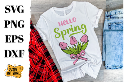 Hello spring SVG design. Tulip illustration