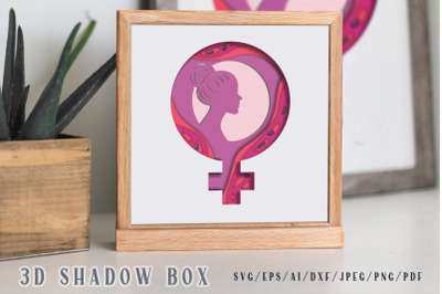 Womens day 3D Shadow Box - Layered Papercut- Cutting Files