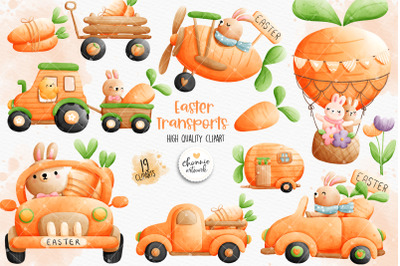 Easter transportation clipart, Easter car clipart, carrot car clipart, Carrot balloon, Easter clipart