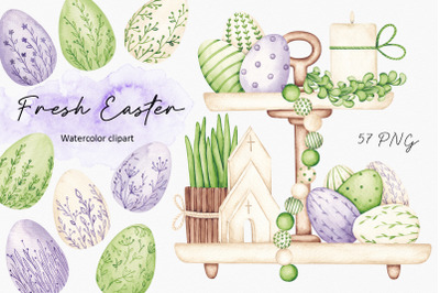 Watercolor Clipart &quot;Fresh Easter&quot;