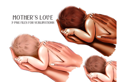 Newborn baby and mother&#039;s hands clipart - 9 png