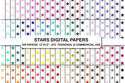 Stars Background Pattern Digital Papers Striped Papers Pack