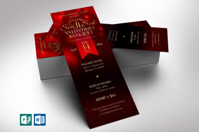 Valentines Gala Ticket Word Publisher Template
