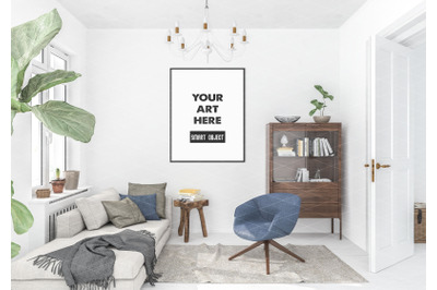 Interior scene artwork background frame mockup