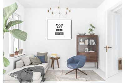 Interior scene artwork background frame mockup