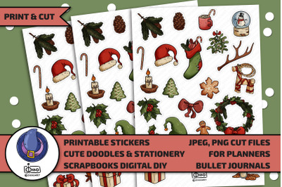 Yule Printable Digital Stickers