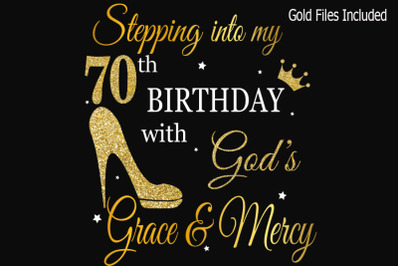 70th birthday svg, Queen Birthday 70 Svg, Gold glitter 70 Birthday svg