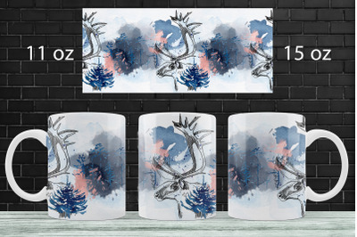 Landscape mug wrap Woodland mug sublimation Wild Mug design